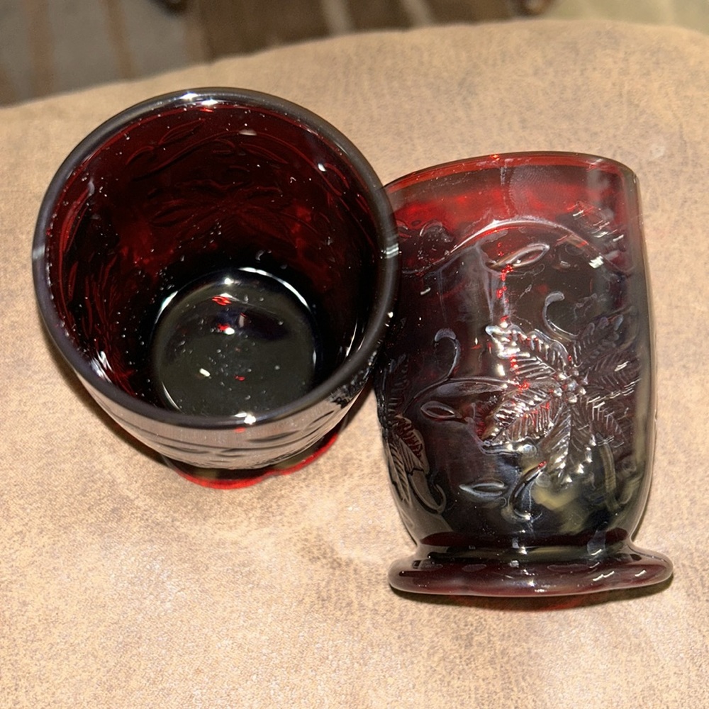 Princess House Ruby Red Heritage Juice pedestal glasses - Picture 2 of 6